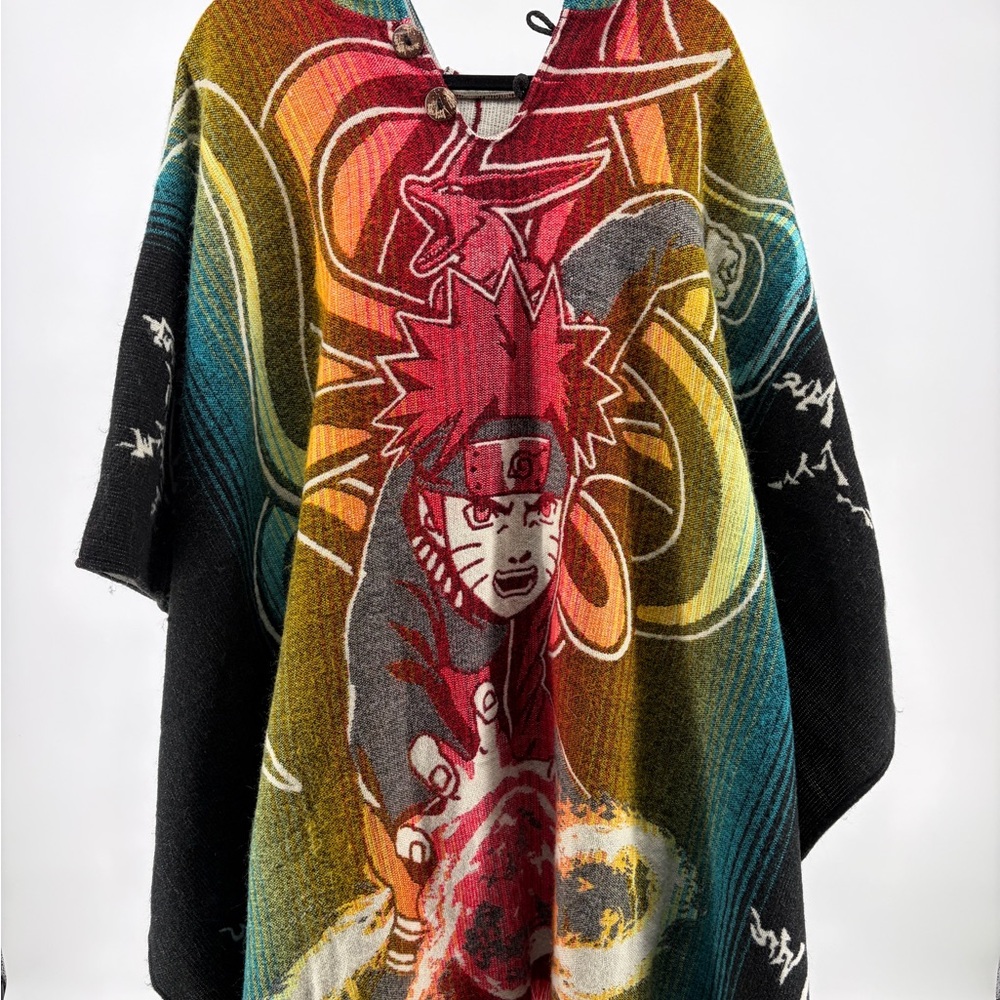 Anime Naruto Nine Tails Adult‎ Unisex Multi Colored Style Alpaca Poncho